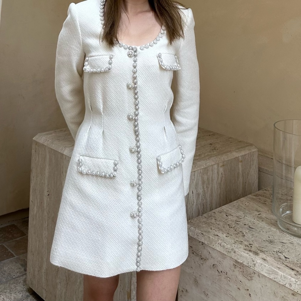 Self Portrait Crystal-embellished blazer dress US Size 6
